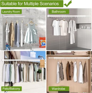 Настінна сушилка для білизни, розкладна, 3 секції, 120 см (50 дюймів), біла. Витримує до 68 кг (150 фунтів). Економія місця, для невеликих осель.