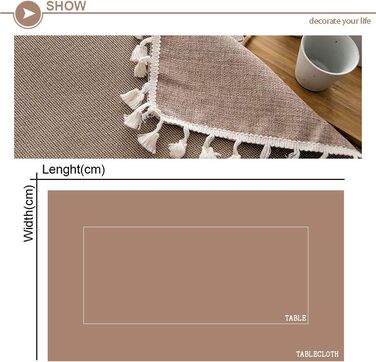 Pahajim Rectangular Cotton Linen Tablecloth Washable Tassels Design Garden Tablecloth for Coffee Table Home Kitchen Dining Table Decoration (Green, 140 x 260 cm)