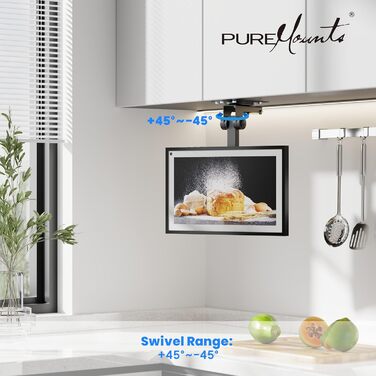 Настінна кріплення для телевізора PureMounts, 13-27 дюймів, поворотна, нахильна, регульована висота, VESA 100x100, чорний