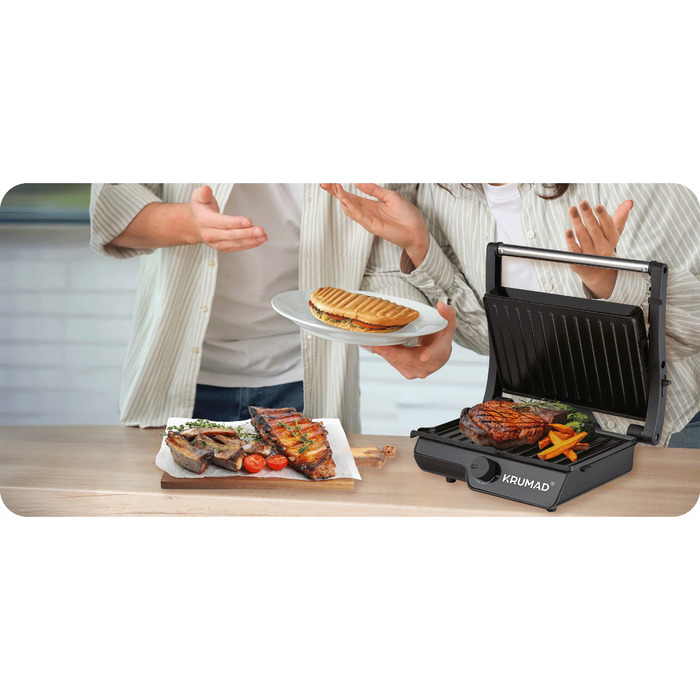 Електричний контактний гриль KRUMAD KMD159, чорний, 2000 Вт