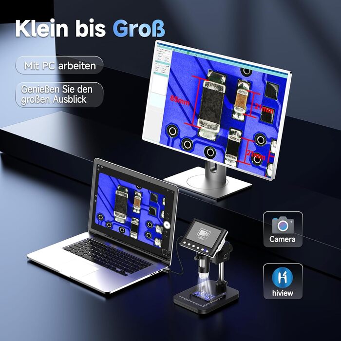 Цифровий мікроскоп Leipan LPM7 4.3' для дітей та дорослих, 1000x збільшення, IPS дисплей, 8 LED, USB-підключення до ПК (Windows/Mac), 32GB TF-карта, DM7-4.3' монетосвід