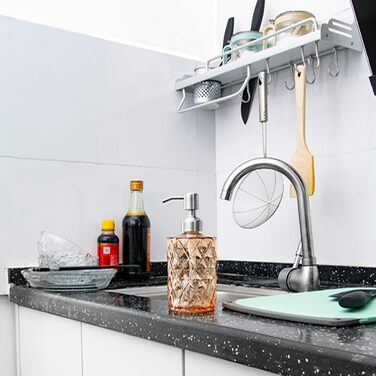 Дозатор для мила Ekirlin зі скла для кухні та ванної кімнати, 340 мл. Підходить для мила для рук, миючого засобу, ефірних олій та шампуню. Колір: Темно-сірий (Бурштиновий)