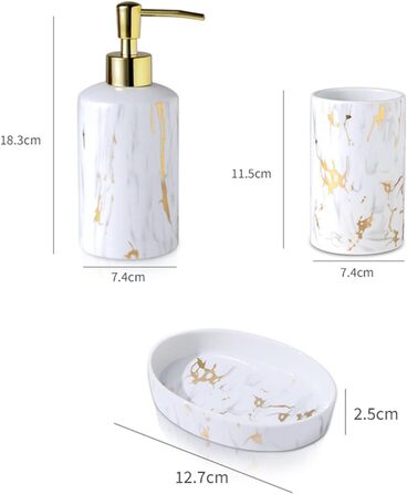 Набір аксесуарів для ванної кімнати GIBZ: мильниця, тримач для зубних щіток, дозатор мила, стаканчик (білий)