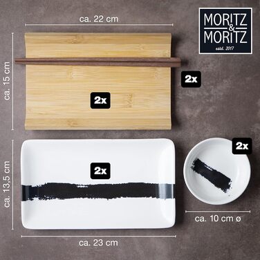 Набір посуду для суші Moritz & Moritz на 2 особи (8 предметів) - суші-сервіз з тарілками та палочками