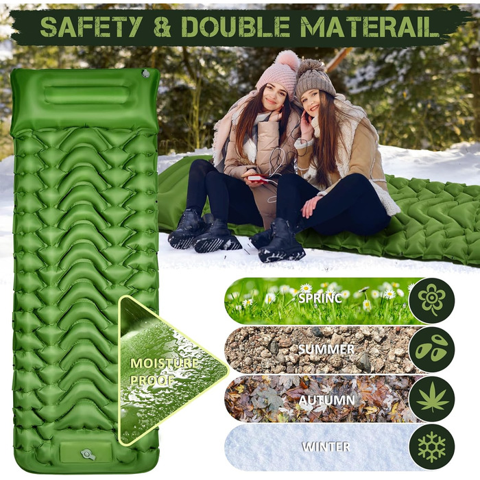 Clefivie Self-Inflating Camping Pad - Portable & Durable Air Mattress for Camping, Hiking, Indoor & Outdoor Use (196x65x9cm)