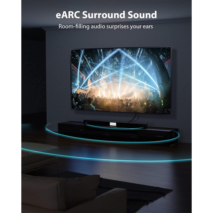 HDMI кабель Stouchi 2 м 8K 10K 4K Ultra High Speed 48Gbps 4K120 144Hz eARC HDR10 4:4 HDCP 2.2/2.3 Dolby, сумісний з Fire TV/Roku TV/PS5/Xbox Series X/Samsung/Sony/LG (2 шт., чорний)