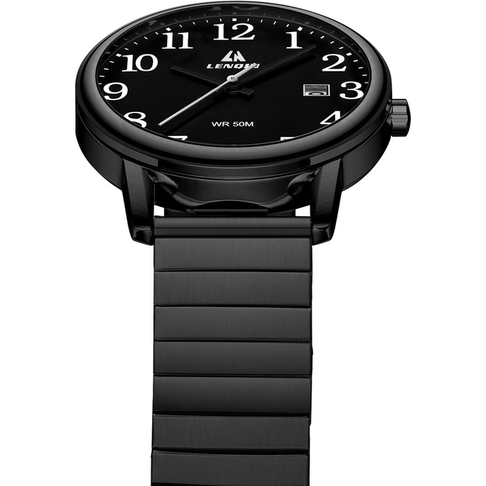 Чоловічий годинник: аналоговий кварцовий годинник з датою, водонепроникний, 38 мм, чорний. Стильний годинник для бізнесу та повсякденного носіння