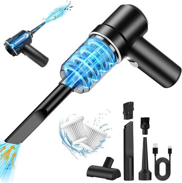 Бездротовий ручний пилосос 2-в-1 для авто, дому та кухні, 15000PA, 120W, чорний