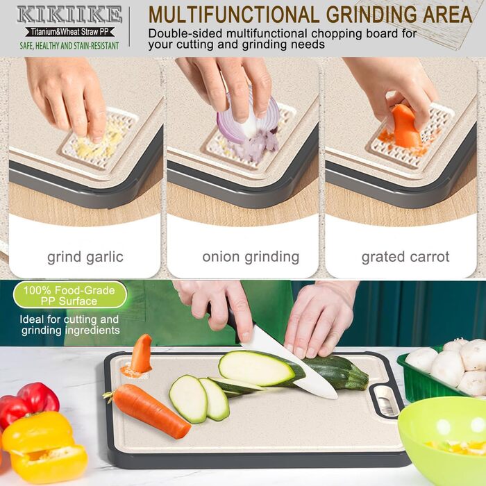 Дошка для нарізання Titan, двостороння, з чистого титану, кухонна, безпечна для продуктів харчування, з антипригарним покриттям, довговічна та легка у митті, 39 x 28 см