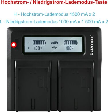 Зарядний пристрій Blumax LCD Dual для акумуляторів Nikon EN-EL15c/b/a - сумісний з Nikon D500, D850, D7500, Z8, Z7 II, Z6 III, Z5, Zf