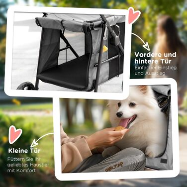 Візок для собак PawHut: зручний прогулянковий візок для собак та котів, сірий+чорний, 107 x 67 x 102 см