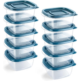 Контейнери для їжі EFISH 20 шт. з кришкою, прямокутні, пластикові, 500 мл та 300 мл. Набір для зберігання продуктів, школи, роботи та подорожей