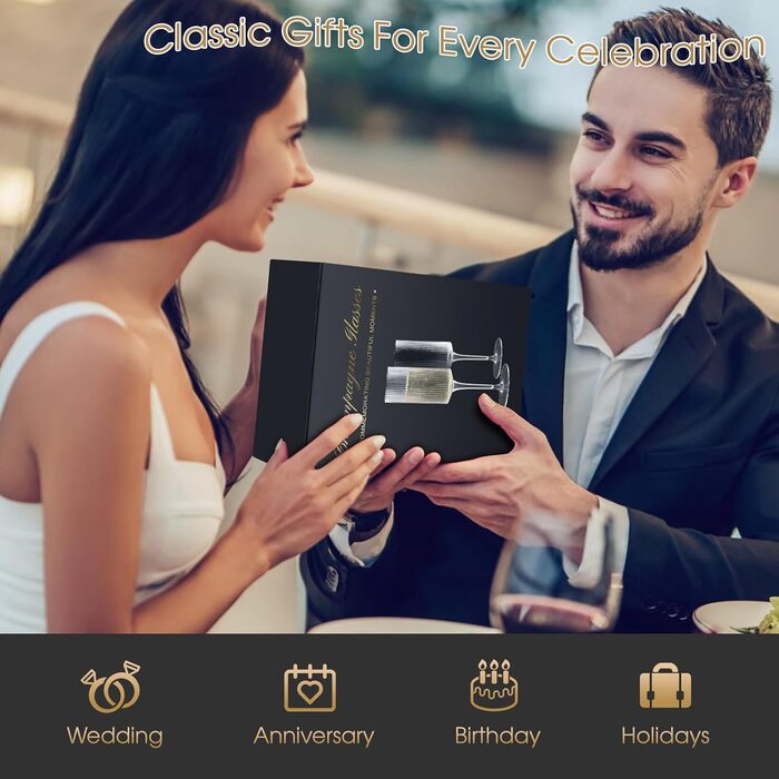 Набір елегантних келихів для шампанського Qulable (2 шт.) - ідеально для вечірок, весілля та ювілеїв