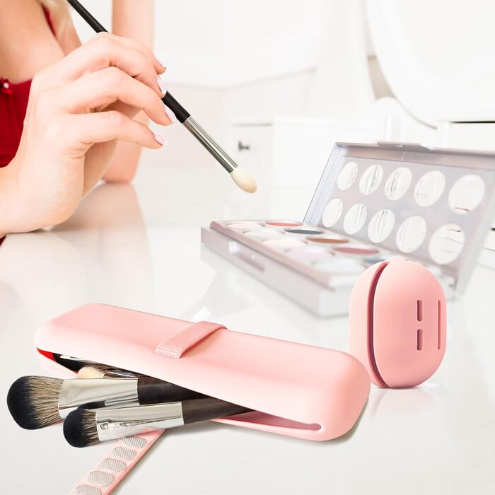 Набір для макіяжу Travel Essentials: органайзер для пензлів та кейс для Beauty Blender, рожевий