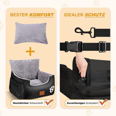 Pet Car Seat for 2 Small Dogs - Washable & Adjustable, 55x30x30cm