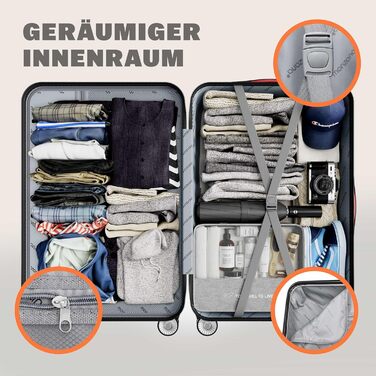 Набір валіз MONZANA® 3шт. Exopack TSA, колір Midnight: M, L, XL з жорсткими корпусами, гелевими ручками, 4 колесами та телескопічною ручкою