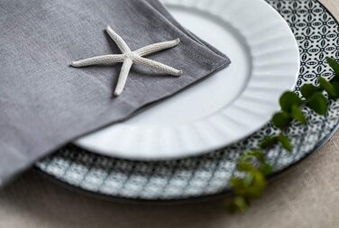 Linendo Linen Napkins, 100% Pure Linen, Grey, 38 x 38 cm, 6 Pieces, European Flax, Linen Napkins, Washable Reusable Cloth Napkins