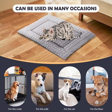 IEUUMLER Dog Bed Washable Dog Mat, Fluffy Soft and Warm Dog Blanket for Travel, Cat Cushion for Large and Small Dogs or Cats FC014 (Gray, 106 * 71cm) (XXL(121*76cm), Gray)