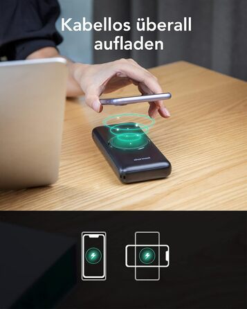 Power Bank Charmast 20000mAh з бездротовою зарядкою та PD 22.5W, чорний