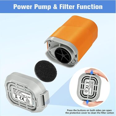 Портативна душова кабіна для кемпінгу Zooma з насосом, для відпочинку на природі, сад, вулиця, акумуляторна