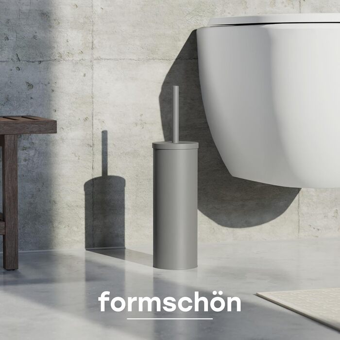 Торцева щітка для унітазу з нержавіючої сталі та силікону з дискретним тримачем - щітка для туалету з захистом від бризок, антибактеріальна, сіра