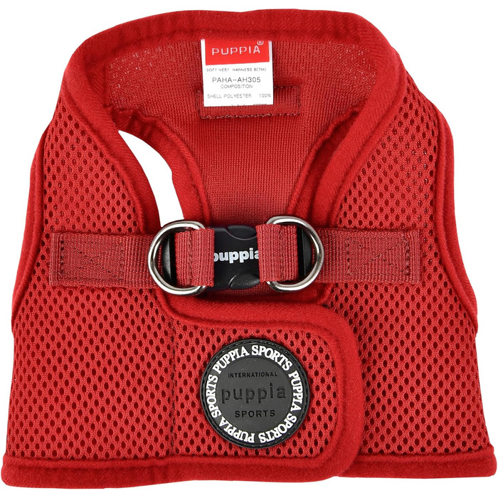Нагрудник для собак Puppia, M, вишнево-червоний. М'яка жилетка, антигризьковий, для собак середніх розмірів.