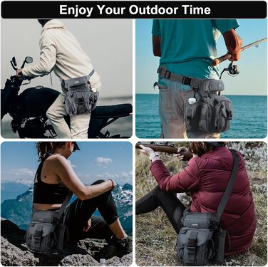 Тактична нагрудна сумка Jueachy на ногу, водонепроникна, для мотоциклів, риболовлі, кемпінгу (сіра)