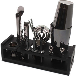 Cocktail Set | Boston Shaker Premium Bartender Set 17-Piece in Black | Lacari ORIGINAL Cocktail Shaker made of Stainless Steel | Shaker, Jigger, Pourer, Strainer, Muddler, Tongs, and more | Cocktail Accessories