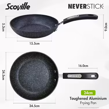 Scoville NEVERSTICK 2-Piece Fry Pan Set, 24 cm & 28 cm Fry Pans, Non-Stick Fry Pans, Fast Heat Conduction, Suitable for All Cooktops Including Induction, PFOA-Free