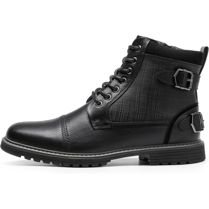 Чорні мотоциклетні черевики Bruno Marc для чоловіків, 44 EU. Шнуровка, блискавка, штучна шкіра, модель Chukka.