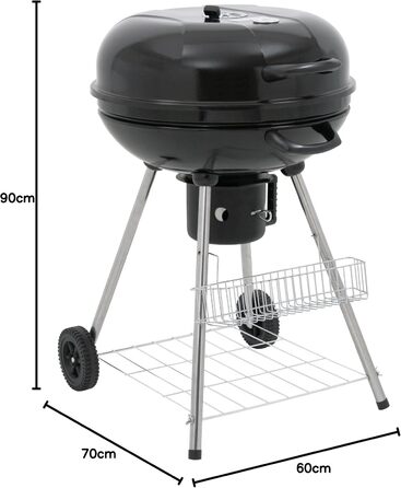 Кульовий гриль BBQ-Toro 57 см з термометром, круглий вугільний гриль із кришкою для барбекю