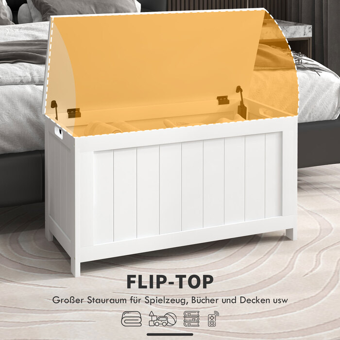 Ящик для зберігання HOMCOM з кришкою та ручкою, 81 x 40 x 46 см, білий контейнер для речей у вітальню та спальню