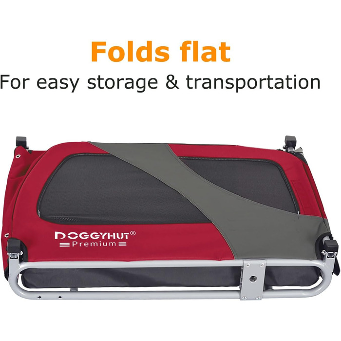 DOGGYHUT® Преміум велосипедний причіп для собак середнього розміру до 23 кг, складний (червоний)