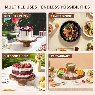 Дзеркальний підставка для тортів 30 см з дерева | Подвійна тортівниця з ніжками та кришкою (PET) | Тортниця-дзвіночок | Універсальна підставка для тортів на весілля, день народження, чаювання