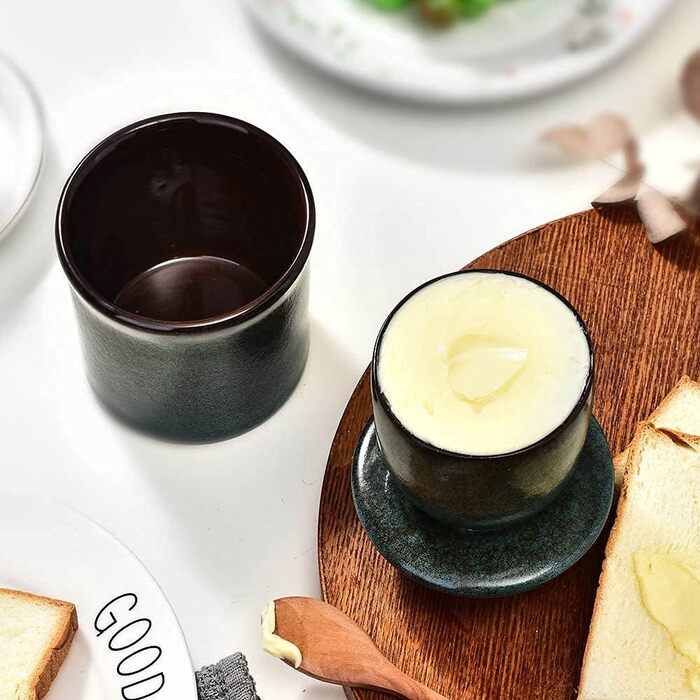 Ceramic Butter Container – Ceramic Butter Dish with Water Line for Countertop, Keeps Butter Fresh, Blue
