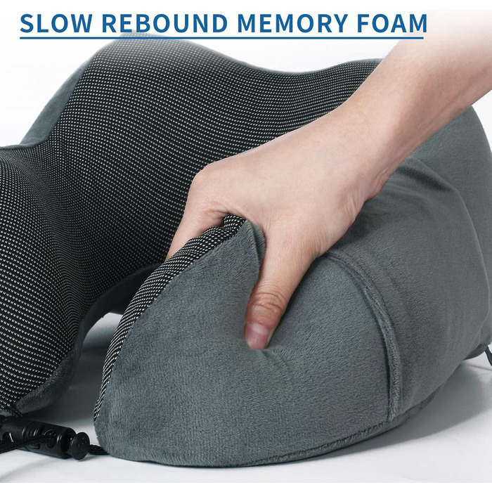 Подушки для шиї SOMLAW 2 шт. Memory Foam, ергономічні, для подорожей, літака, авто, офісу (сірий+рожевий)