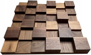 Акустичний диффузор 2D 500 (30x30 см) — Дерев'яна настінна панель для корекції звуку, колір волоський горіх