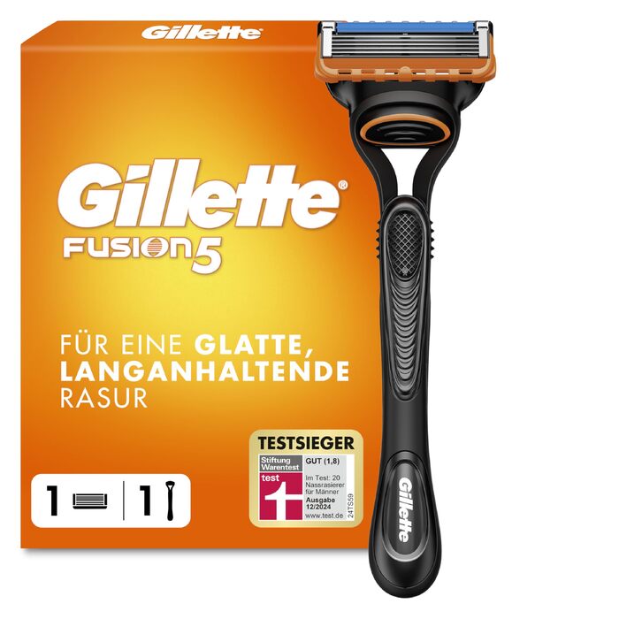 Бритва Gillette Fusion5 для чоловіків, металева, чорна (набір: 1 станок + 1 змінний касетний блок)