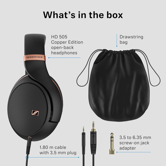 Навушники Sennheiser HD 505 Over-Ear дротові, студійні для музики, геймінгу, аудіофілів, студентів, подорожей - Copper Edition