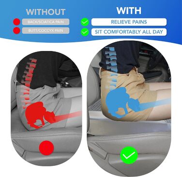 Подушка для сидіння в авто з Memory Foam для спини та куприка, шкіряна, 4D сітка, темно-сіра