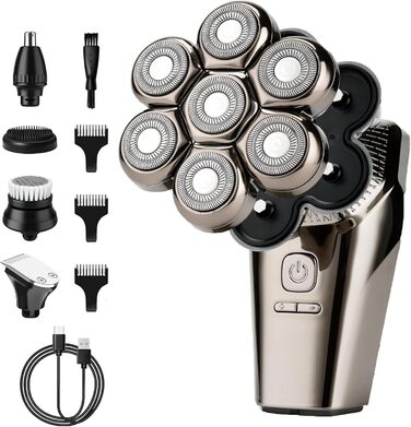 Електричний гоління для голови та бороди LOEVERY з магнітною насадкою 7D, чоловічий, IPX7, LED дисплей, срібний