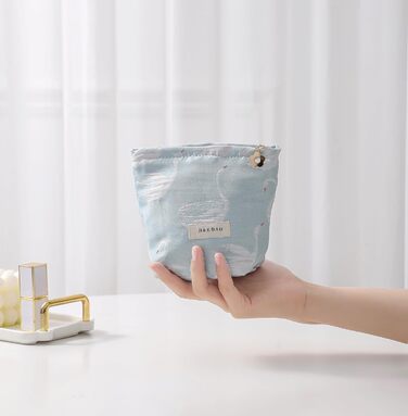 Косметичка для макіяжу 2 шт. Органайзер для косметики для дівчат та жінок. Підходить для подорожей та як подарунок. Колір: блакитний, з лебедем