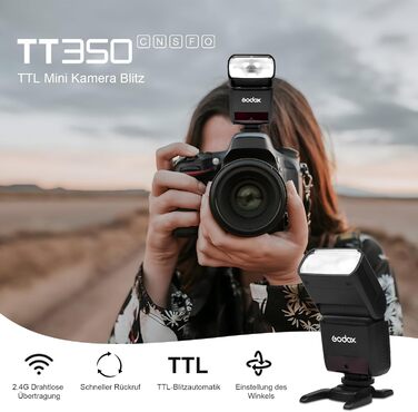 Спалахувач Godox TT350S для Nikon з радіосинхронізацією 2.4G X System, 1/8000s HSS, Li-Ion акумулятор 2500mAh