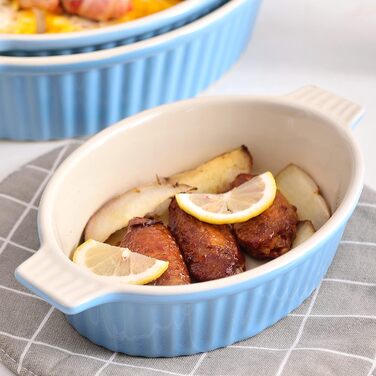 MALACASA Набір форм для запікання Bake.Bake (4 шт.) з кераміки, стійкої до подряпин | Ідеально для лазаньї, супів, тірамісу та іншого (блакитний)