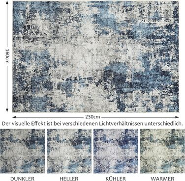 Килим для вітальні 160x230 см, блакитний, вінтажний, з коротким ворсом, абстрактний дизайн, легко миється, антиковзаючі килими для спальні