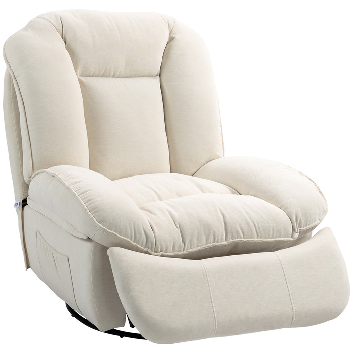 HOMCOM Reclining TV Chair with Swivel Function, Rocker Function, 360° Swivel TV Chair with Pocket Spring, Footrest and Side Pocket | Aosom
