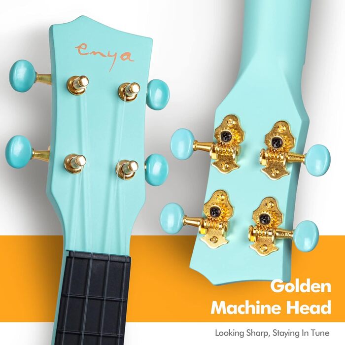 Укулеле Enya Ukulele-Sopran NOVA U Mini 21 дюйм - блакитне укулеле з карбону, професійне для початківців, дорослих та дітей. Комплект з чохлом, ремінком, каподастром та струнами. Чудовий подарунок та для подорожей.