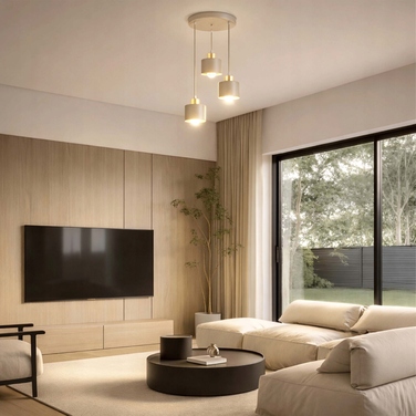 Підвісна LED-лампа LEDLUX, стельовий світильник БЕЖЕВИЙ, 3 цоколі E27