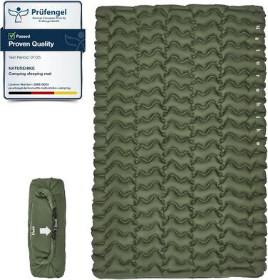 Килимок для кемпінгу Naturehike, Ultraleichte, Надувний, з інтегрованим насосом, для велосипедних походів та наметів, односпальний (з надувним мішком для зберігання, двоспальний)