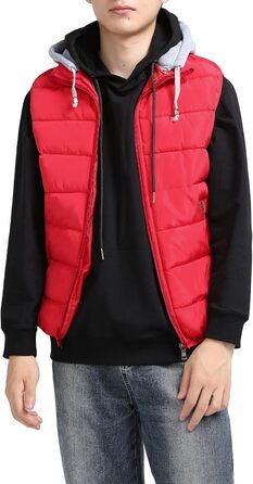 Чоловіча степкова жилетка YOUTHUP з капюшоном, тепла зимова жилетка для активного відпочинку, спортивна жилетка без рукавів (S, Червоний)